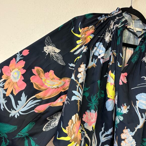 Tibi Gothic Edwardian Floral Print Long Sleeve Cropped Trapeze Blouse - Picture 6 of 9